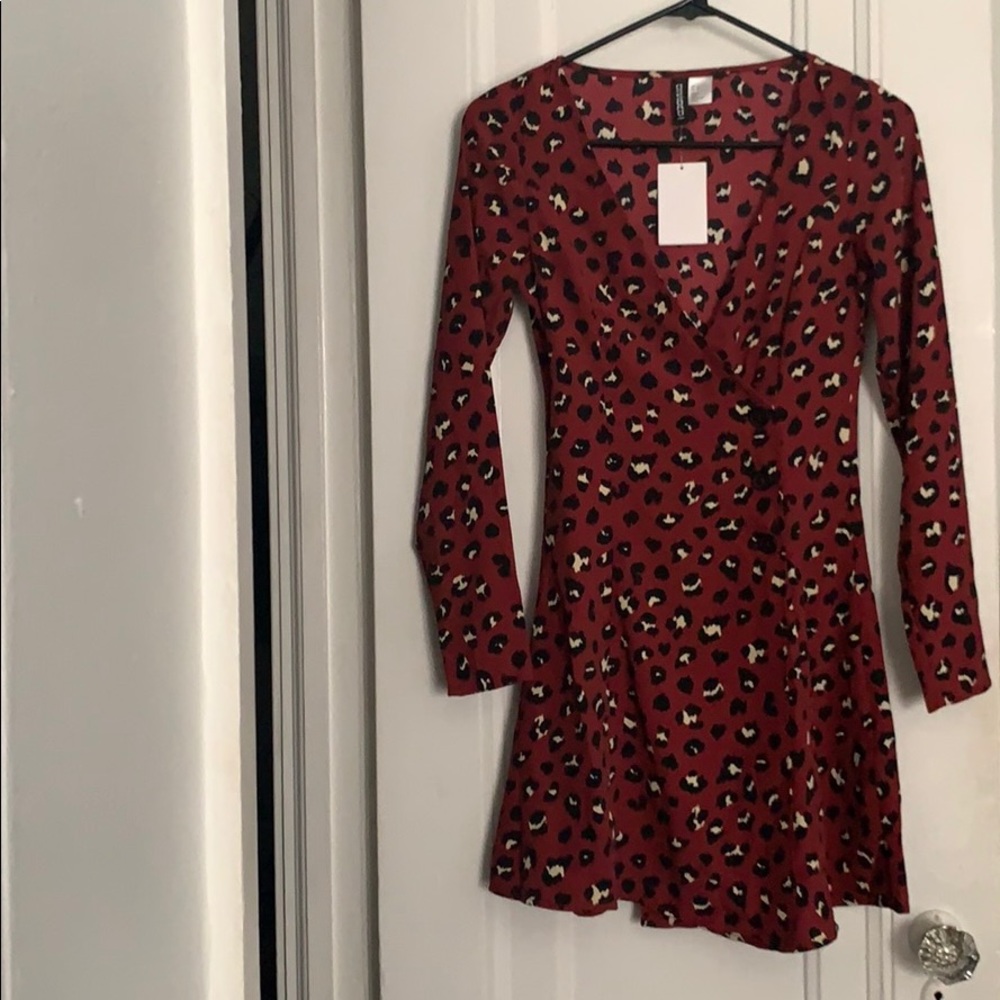 H&M Red Cheetah Wrap Dress